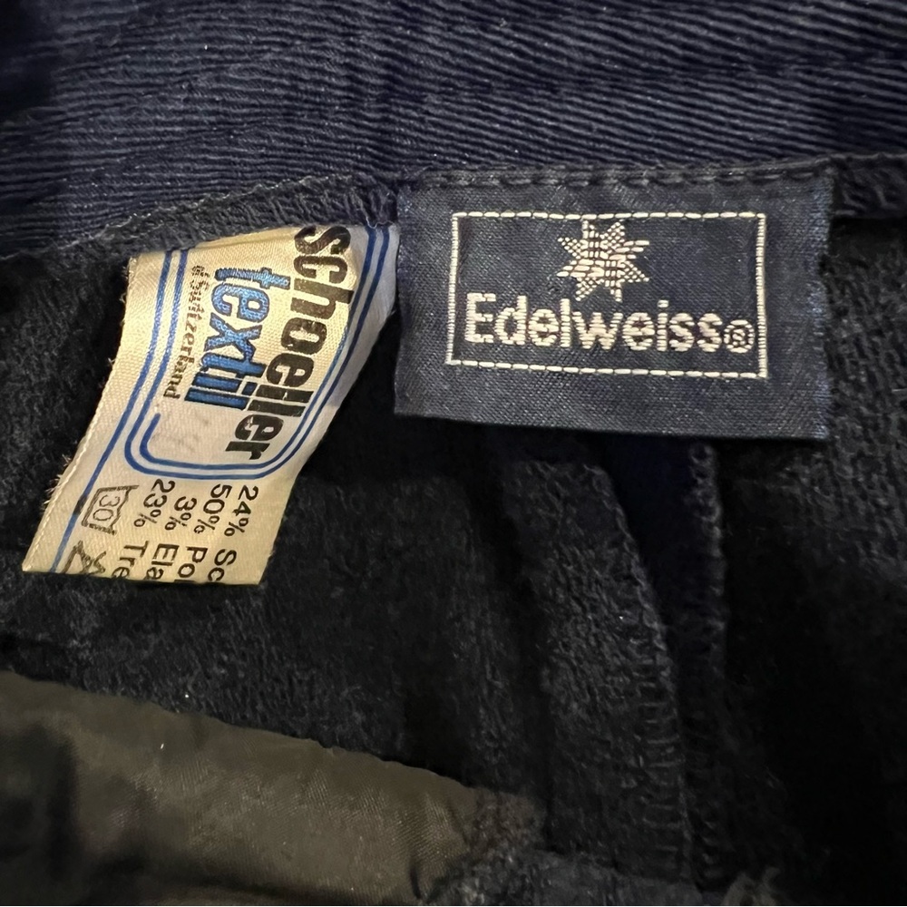 VTG Edelweiss Schoeller Switzerland Snow pants Stirrup 2 Navy Wool Blend Stretch - Picture 6 of 16